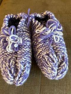 Knitted Woolen Purple Slippers